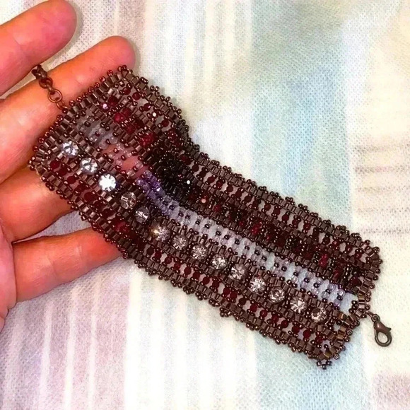 ๐ท๐ธ Gothic Bracelet ๐ธ๐ท made with darkened stainless  steel and shining stones - Picture 1 of 4